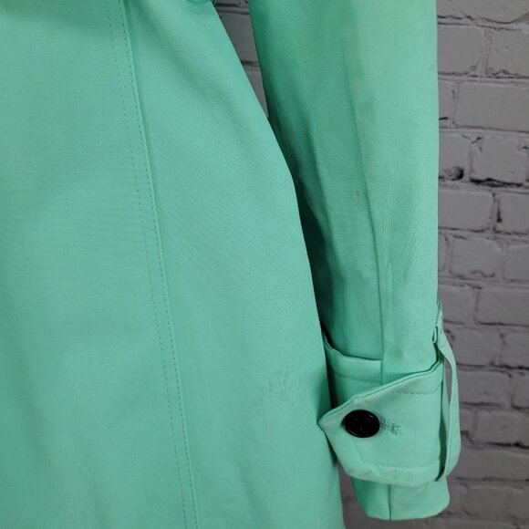 New York & Company Green Belted Double Breasted Trench Pea Coat Jacket Large L - Picture 10 of 16